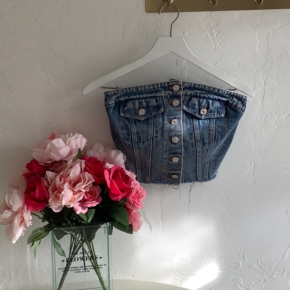Denim Button-Up tube top style